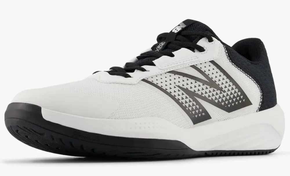 New Balance Men's 696 V6 Tennis Shoe, White/Black, 11.5